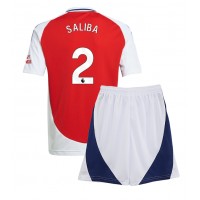 Arsenal William Saliba #2 Hjemmebanesæt Børn 2024-25 Kortærmet (+ Korte bukser)